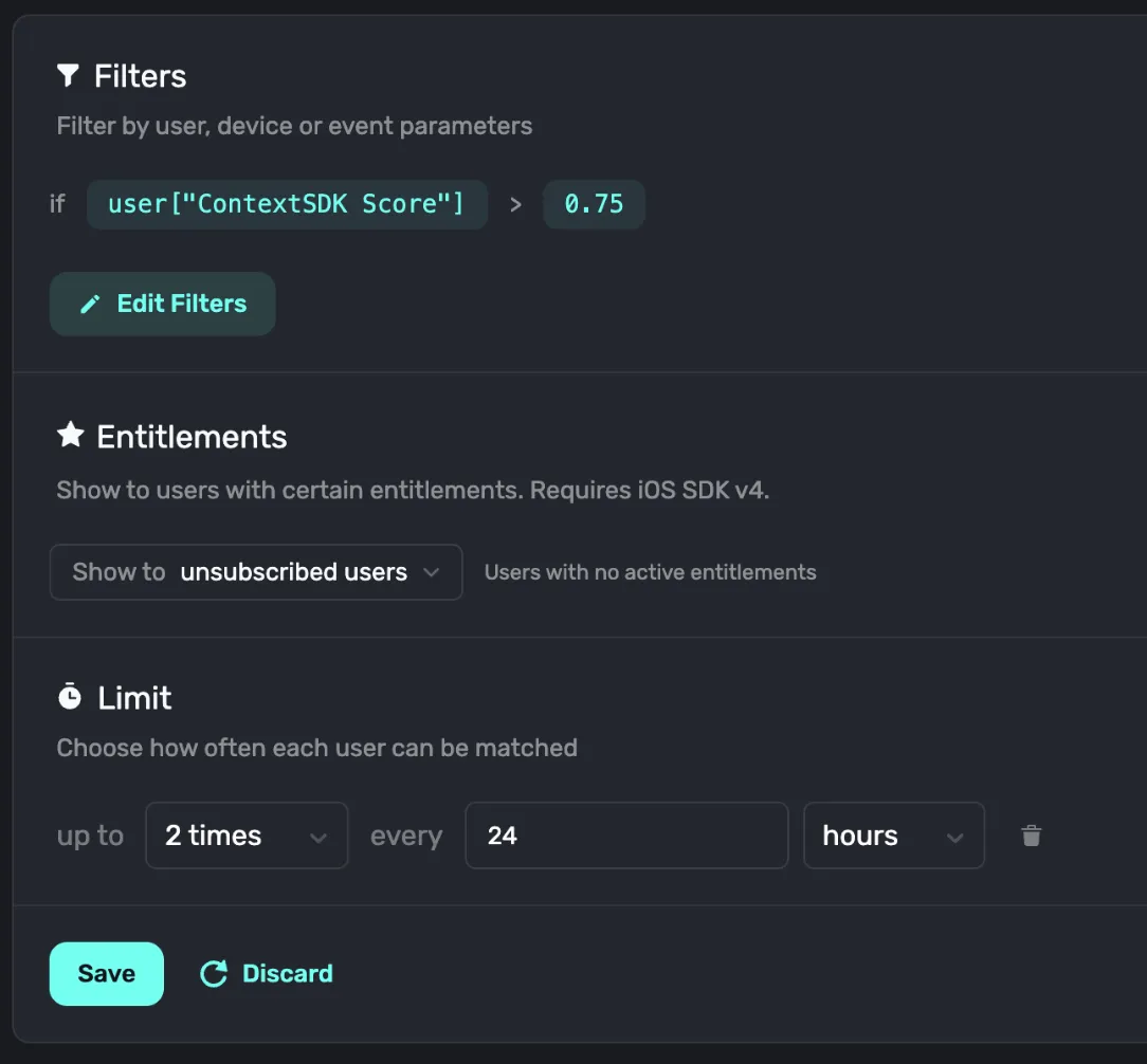 Using a context score for a filter.